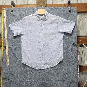 Rochester Men's Two-Tone Light Blue & Green Short Sleeve Linen Shirt  Size XL